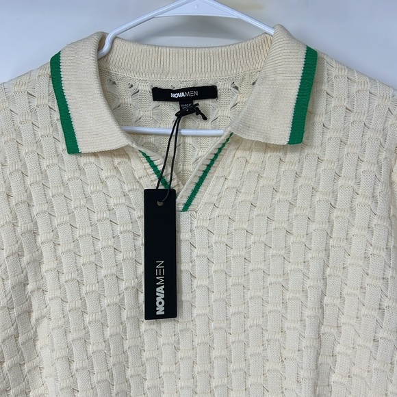 Fashion nova men NWT Cream Knit Polo shirt - Picture 2 of 6